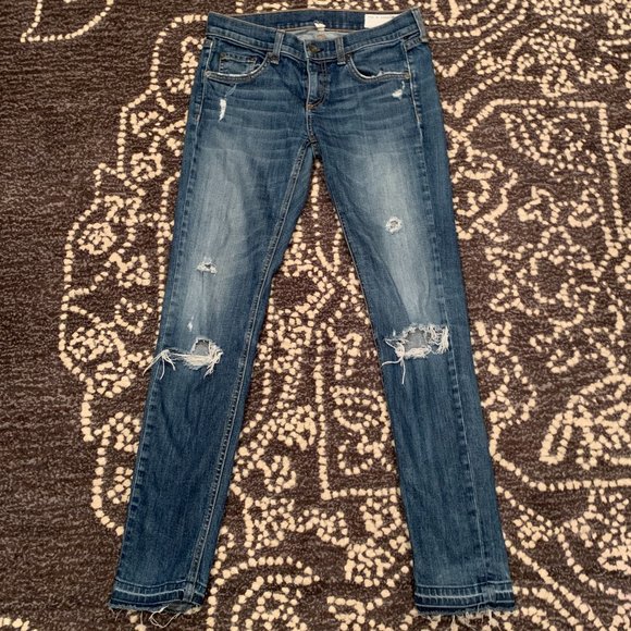 rag & bone Distressed Indigo Boyfriend Jeans - Picture 2 of 9